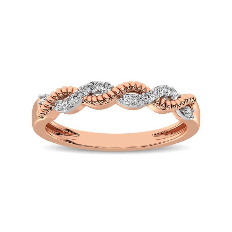 Women’s square diamond engagement rings-Diamond 1/10 Ctw  Twist Band in 14K Rose Gold