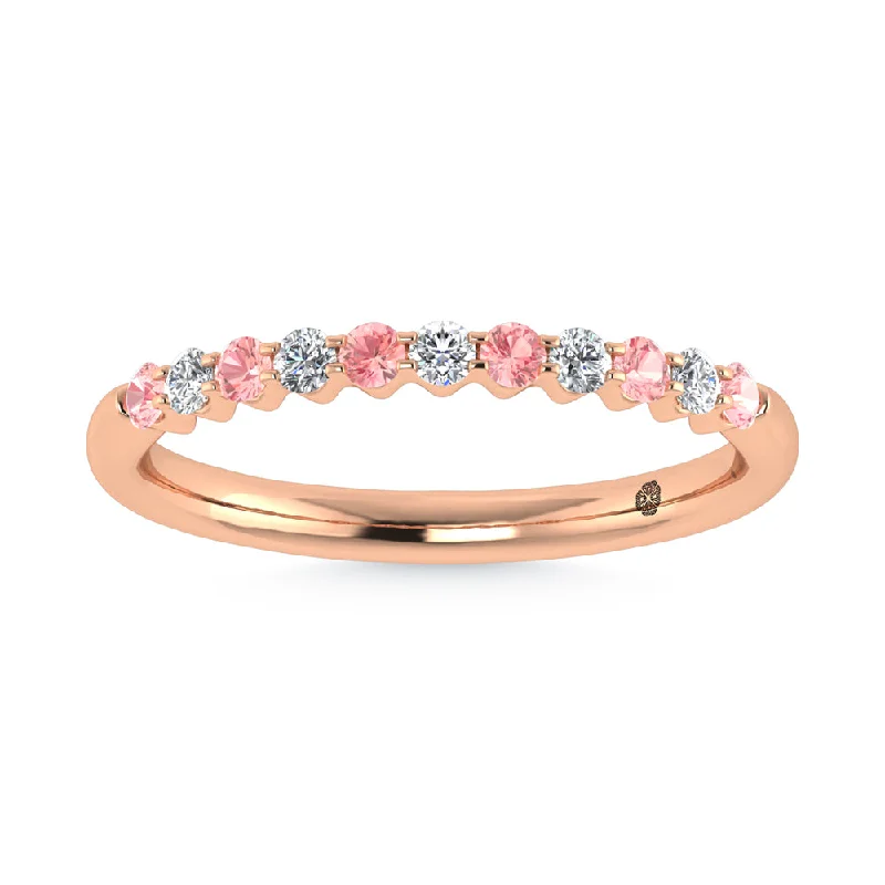 Women’s bold engagement rings-14K Rose Gold Lab Grown Alternate Pink And White Diamond 1/4 Ct.Tw. Stackable Band