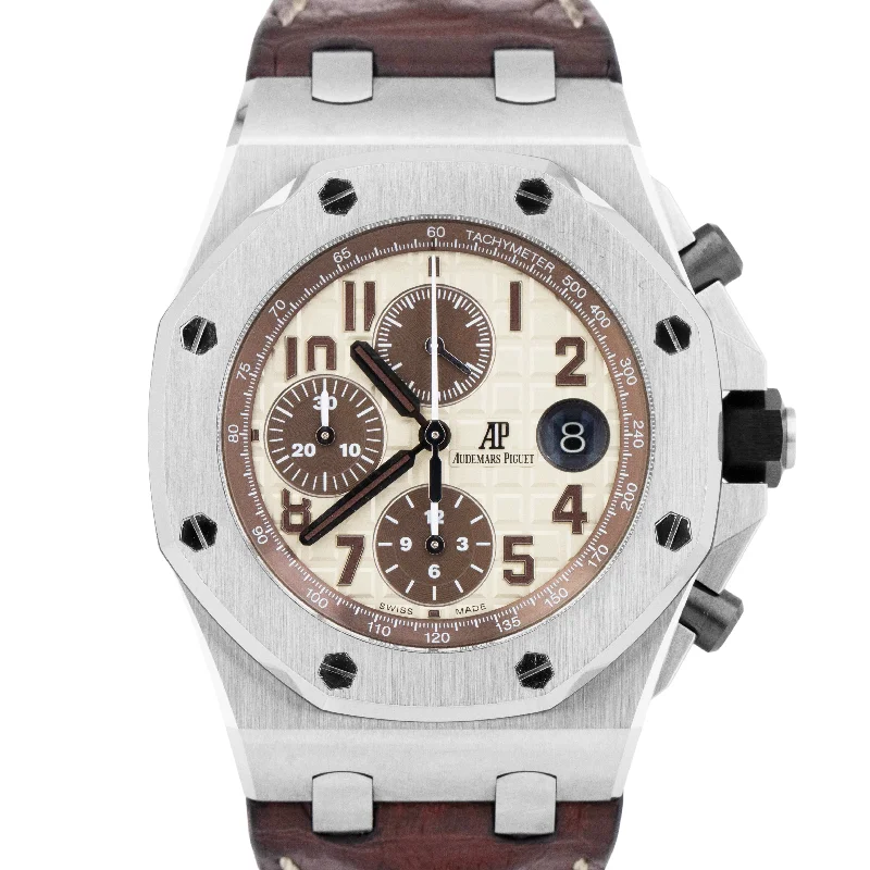 Unisex retro style watches-PAPERS Audemars Piguet Royal Oak Offshore 42mm SAFARI 26470ST.OO.A801CR.01 BOX