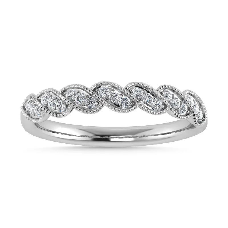 Women’s custom engagement ring designs-Diamond 1/6 Ct.Tw. Stack Band in 10K White Gold