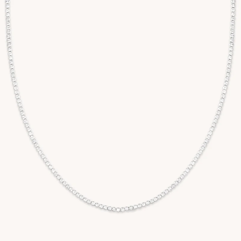 Women’s gold choker necklaces-Gleam Tennis Chain Necklace in Silver