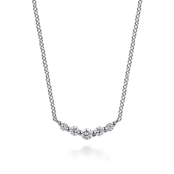 Women’s butterfly necklaces-14K White Gold White Sapphire Bar Necklace