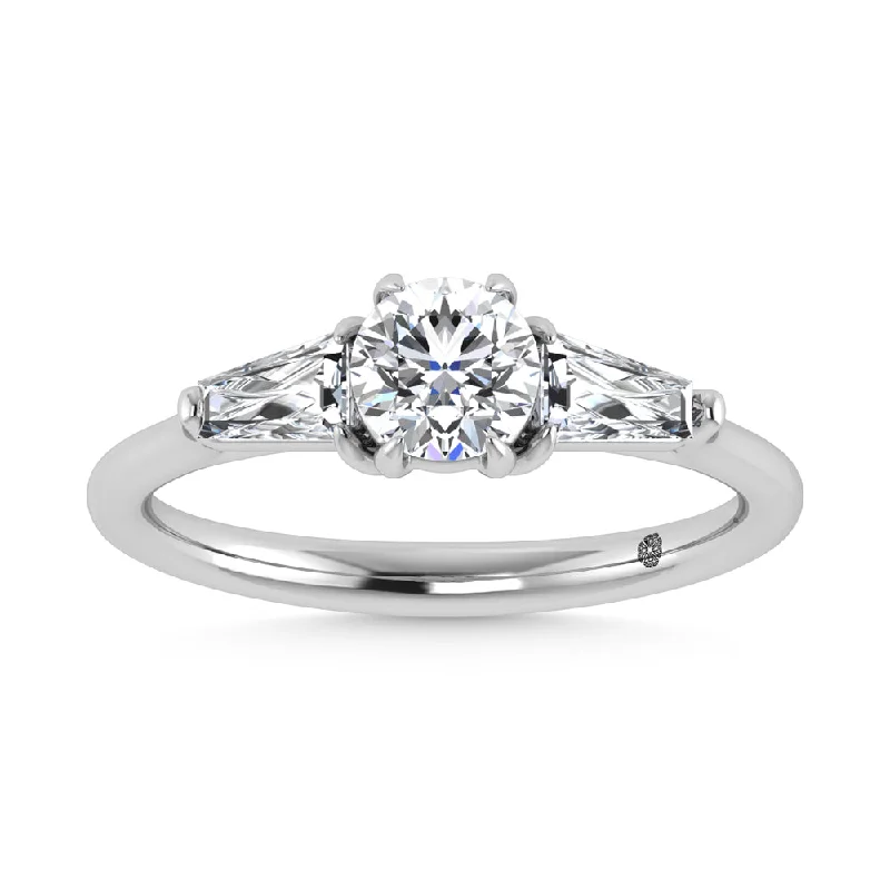 Women’s diamond solitaire engagement rings-14K White Gold Lab Grown Diamond 1 1/4 Ct.Tw. Three Stone Ring (Center 3/4 ct)