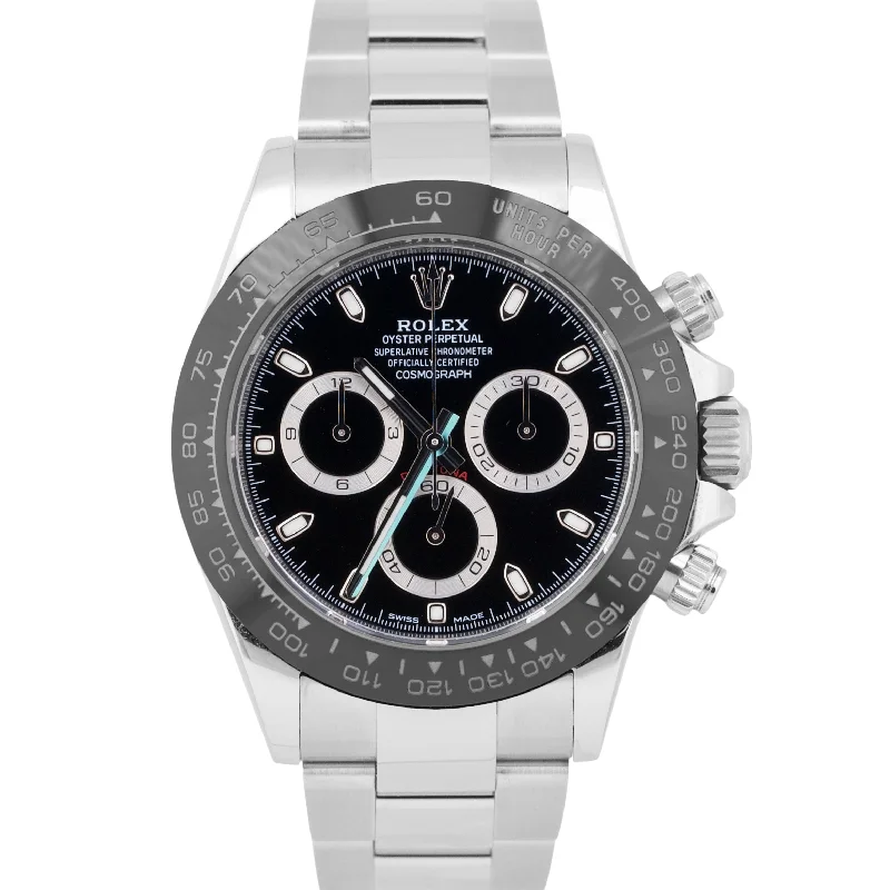 Unisex high-tech smartwatches-MINT 2022 PAPERS Rolex Daytona Cosmograph Steel Black Ceramic 40mm 116500 LN BOX