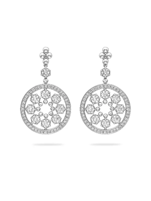 Women’s huggie earrings-Circus White Gold Diamond Earrings