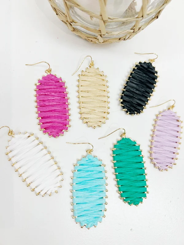 Women’s hoop earrings-Summer Staple Raffia Earrings