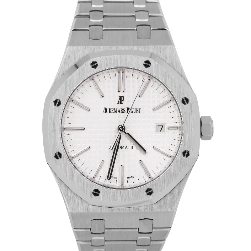 Unisex durable watches-MINT Audemars Piguet Royal Oak White Steel 41mm Watch 15400ST.OO.1220ST.02