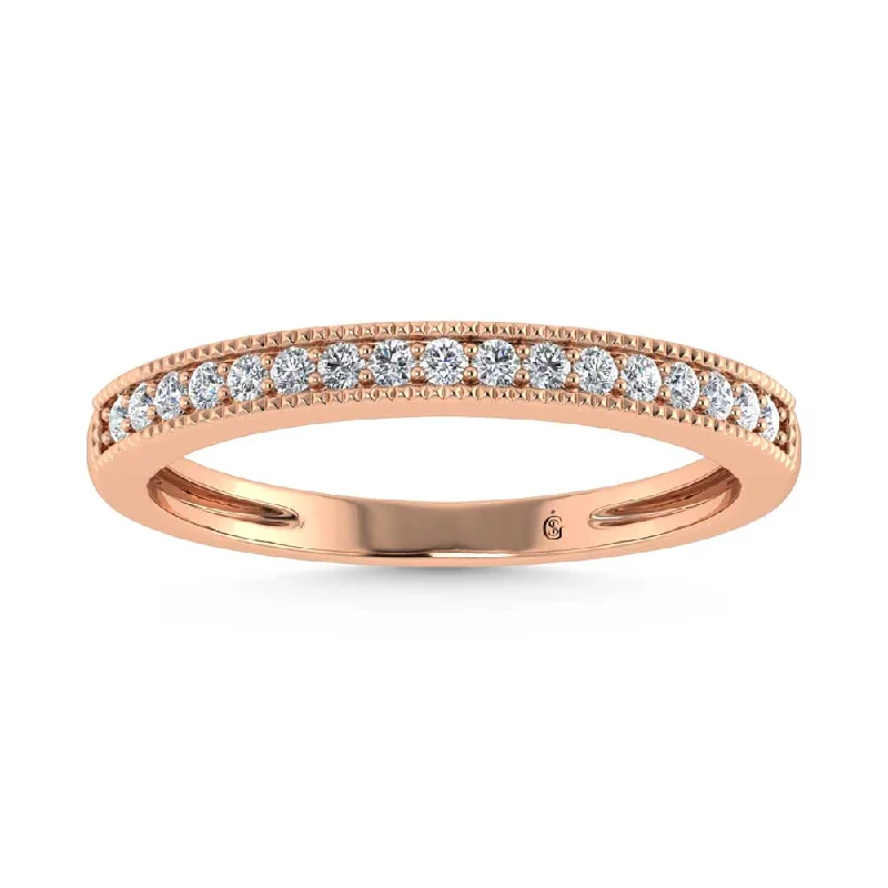 Women’s engraved engagement rings-14K Rose Gold Lab Grown Diamond 1/6 Ct.Tw. Stack Band