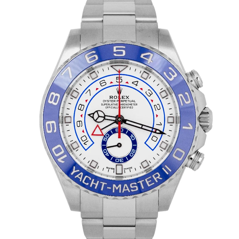 Unisex scratch-resistant watches-2023 NEW PAPERS Rolex Yacht-Master II 44mm White Steel Blue Watch 116680 BOX