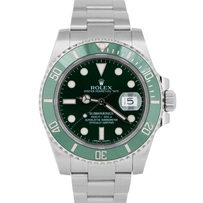 Unisex stylish watches-MINT 2018 PAPERS Rolex Submariner Date HULK Green Steel Watch 40mm 116610 LV BOX