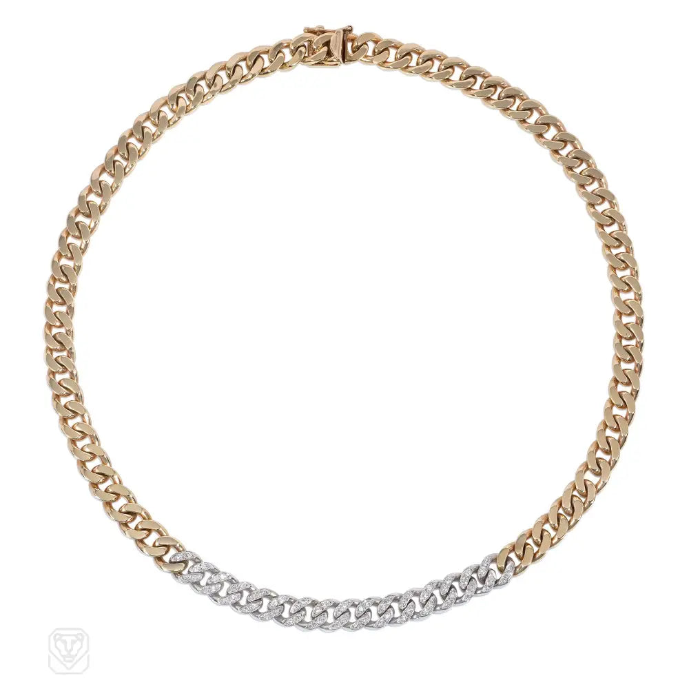 Women’s gold choker necklaces-Tiffany & Co. gold and diamond cuban link necklace