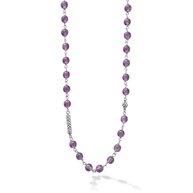 Women’s boho necklaces-Caviar Icon Long Amethyst Beaded Necklace