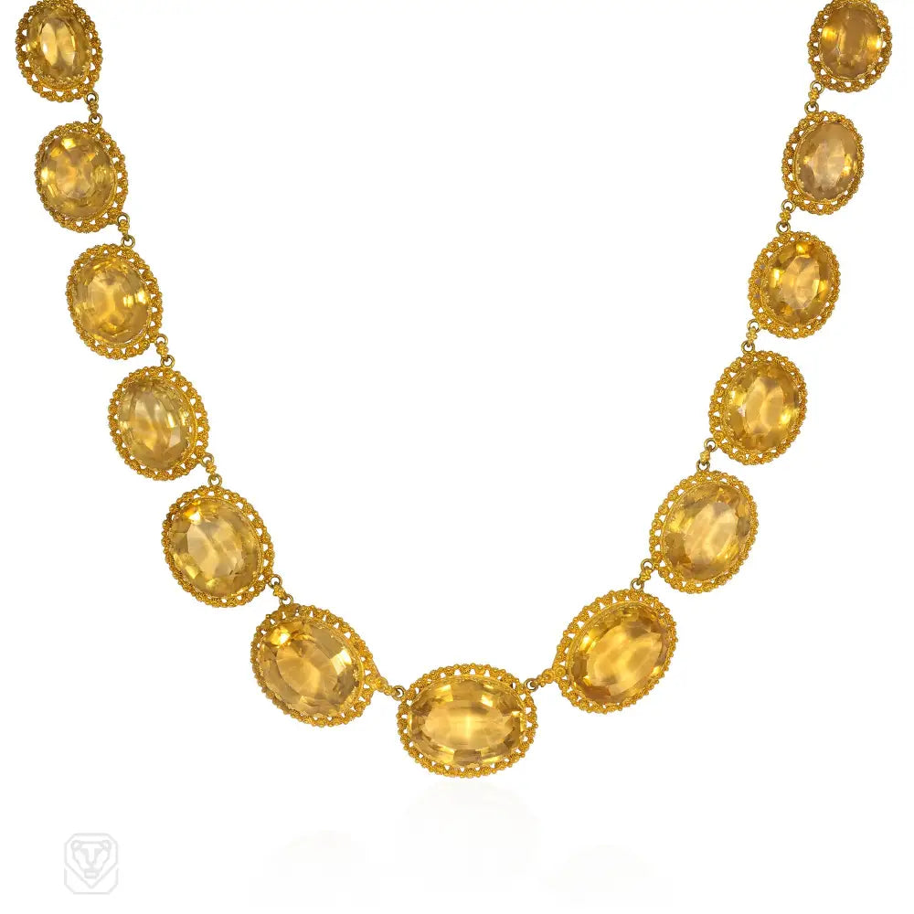 Women’s floral necklaces-Antique citrine and gold rivière necklace