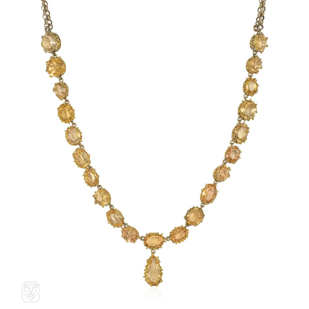 Women’s vintage-inspired necklaces-Georgian topaz and gold rivière necklace