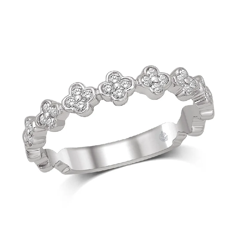 Women’s intricate engagement rings-14K White Gold 1/4 Ct.Tw.Diamond Stackable Band