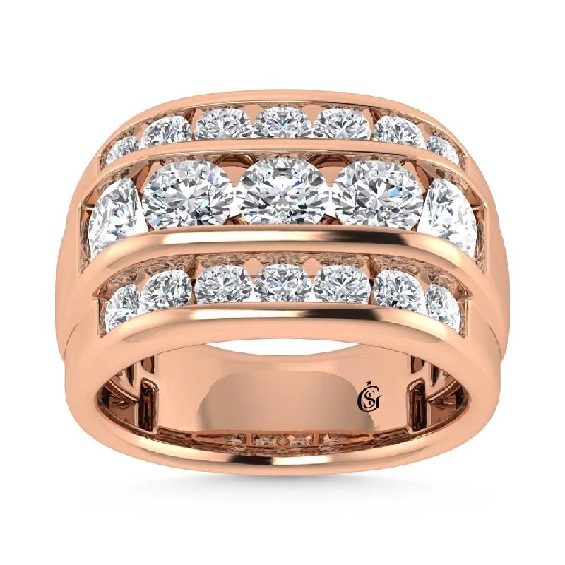 Women’s cushion-cut diamond engagement rings-14K Rose Gold  4 1/10 Ct.Tw. Lab Grown Diamond Channel Set Mens Ring