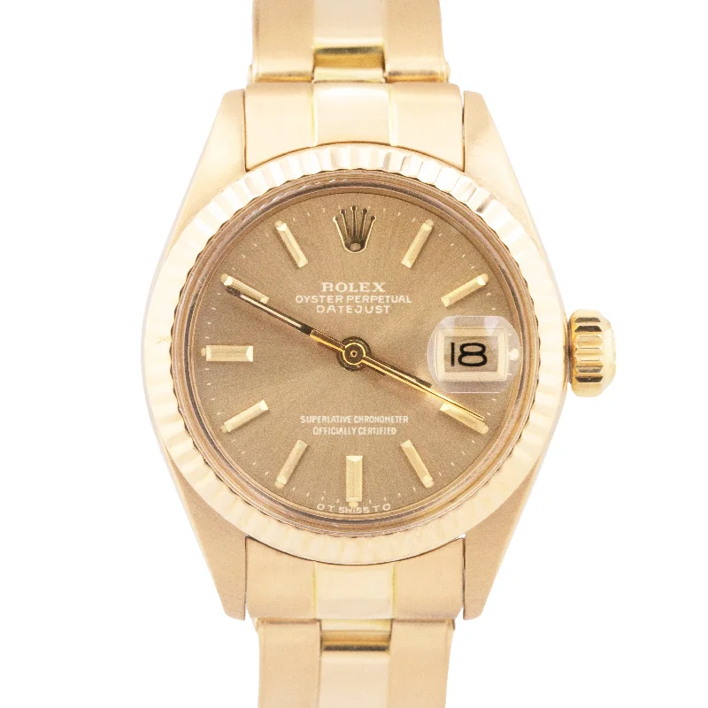 Unisex elegant chronograph watches-Ladies Rolex DateJust Champagne Sigma 26mm 18K Yellow Gold OYSTER Watch 6917