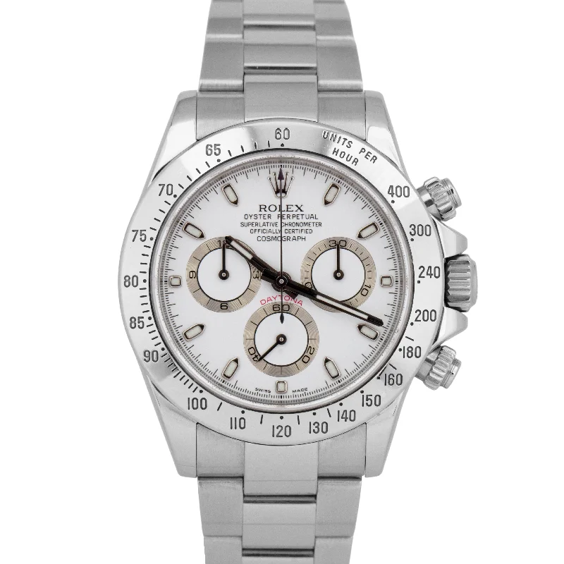 Unisex casual leather watches-MINT PAPERS Rolex Daytona Cosmograph APH White 40mm FAT BUCKLE REHAUT 116520 BOX