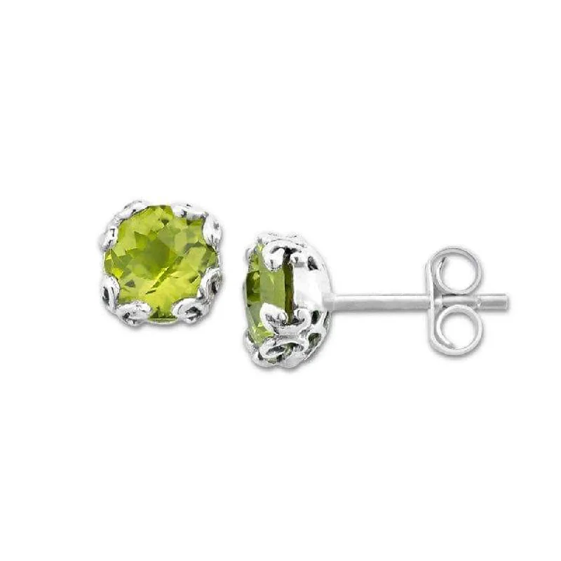 Women’s gold earrings-Samuel B. Peridot Birthstone Glow Stud Earrings - August