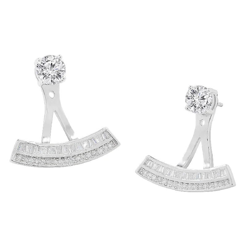 Women’s wedding earrings-Aria 18k White Gold Plated Silver Drop Earrings with Simulated Diamond Crystals - Final Sale