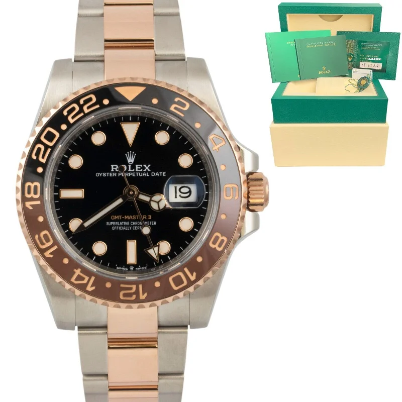 Unisex square watches-2021 Rolex GMT-Master II 'Root Beer' 126711CHNR Everose Gold & Steel Watch B+P