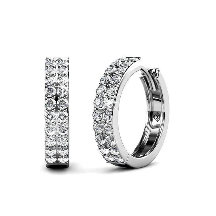 Women’s hoop and stud earrings-Alice 18k White Gold Plated Hoop Earrings with Swarovski Crystals