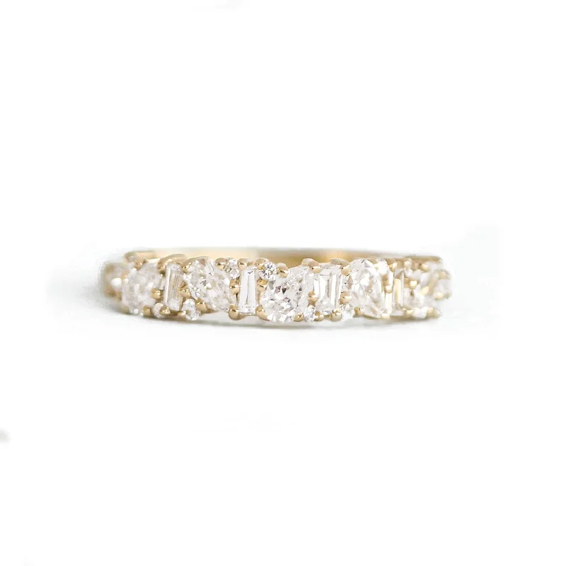 Women’s luxurious engagement rings-Pear & Baguette Party Diamond Mosaic Band