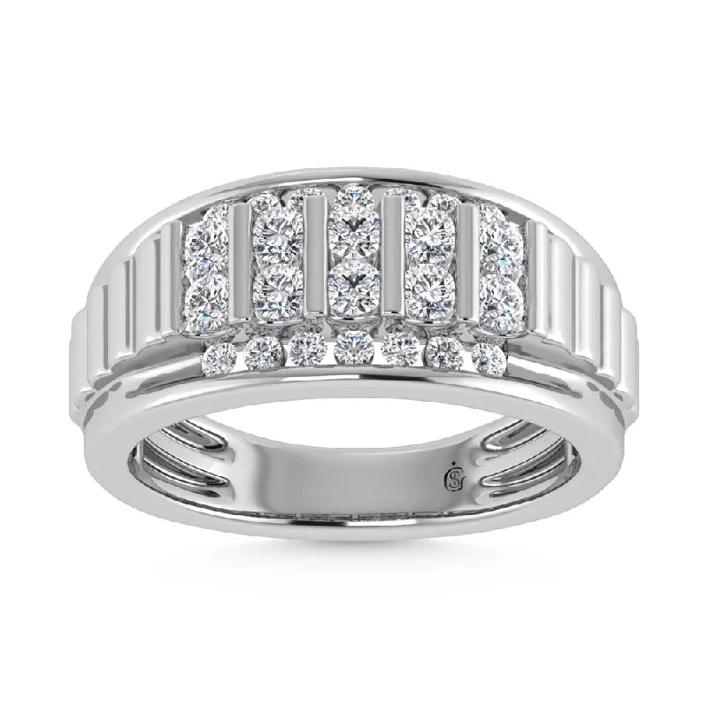 Women’s vintage-style engagement rings-14K White Gold Lab Grown Diamond 1 Ct.Tw. Mens Ring