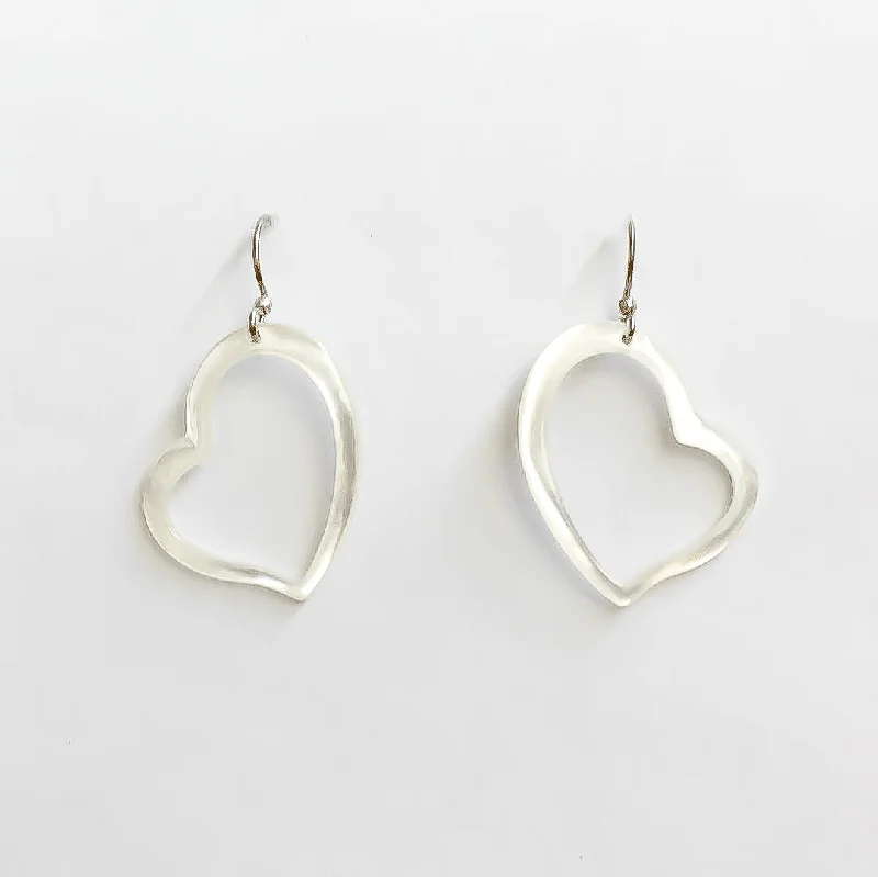 Women’s handcrafted earrings-Carved Floating Heart Earrings