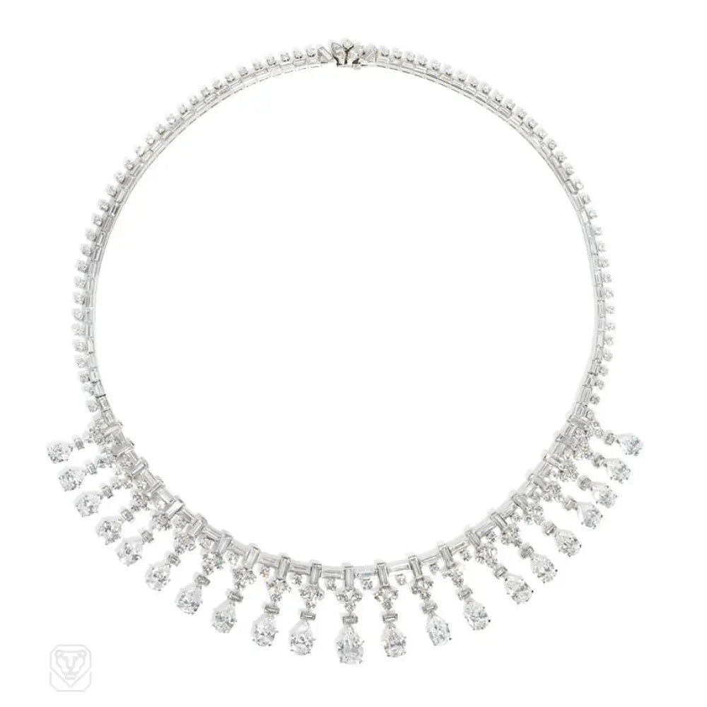 Women’s heart-shaped necklaces-1950s diamond bib style necklace, Van Cleef & Arpels