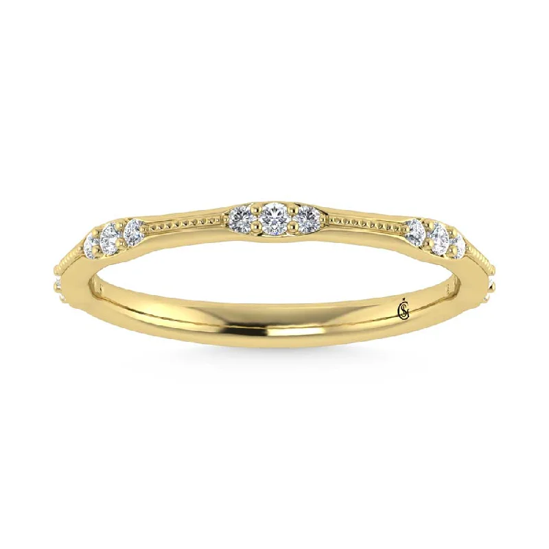 Women’s double halo engagement rings-1/64K Yellow Gold Lab Grown Diamond 1/6 Ct.Tw. Band