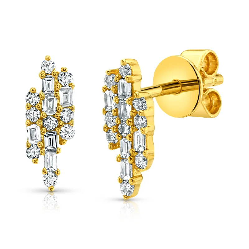 Women’s bold engagement rings-ART DECO DIAMOND STUDS, 14kt GOLD