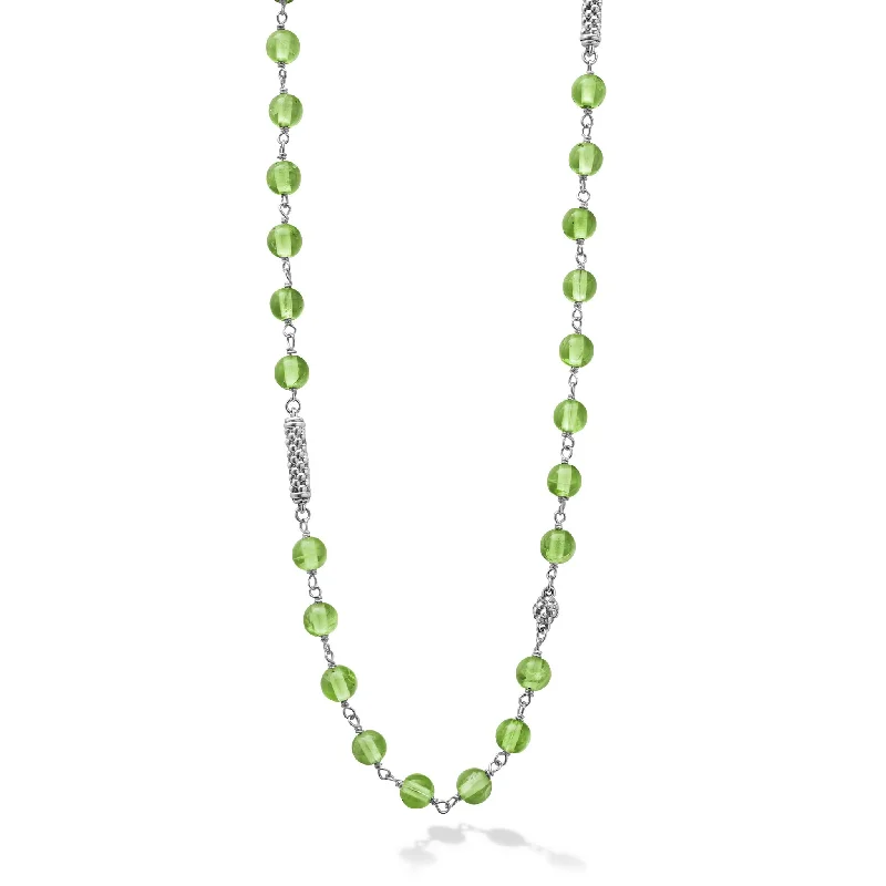 Women’s fashion necklaces-Caviar Icon Long Peridot Beaded Necklace