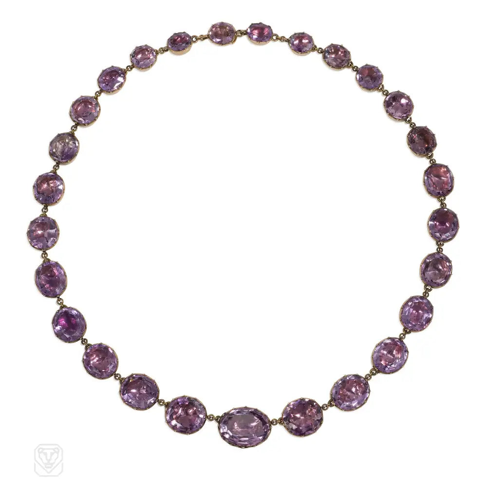 Women’s infinity heart necklaces-Antique foiled amethyst riviere necklace