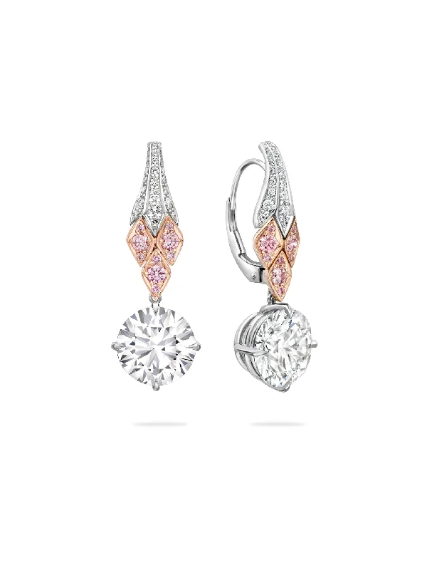 Women’s large earrings-Peace of Mined Pink Diamond Drop Earrings