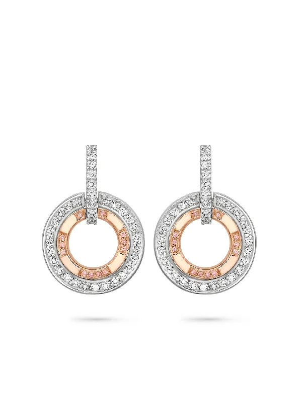 Women’s contemporary earrings-Roulette Pink Diamond Rose Gold and Platinum Earrings