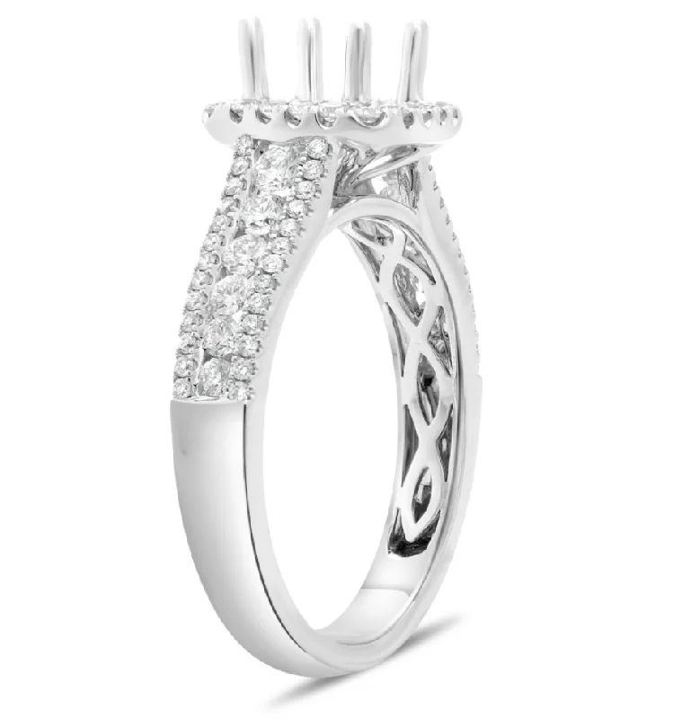 Women’s classic engagement rings-Diamond Square Halo Mounting