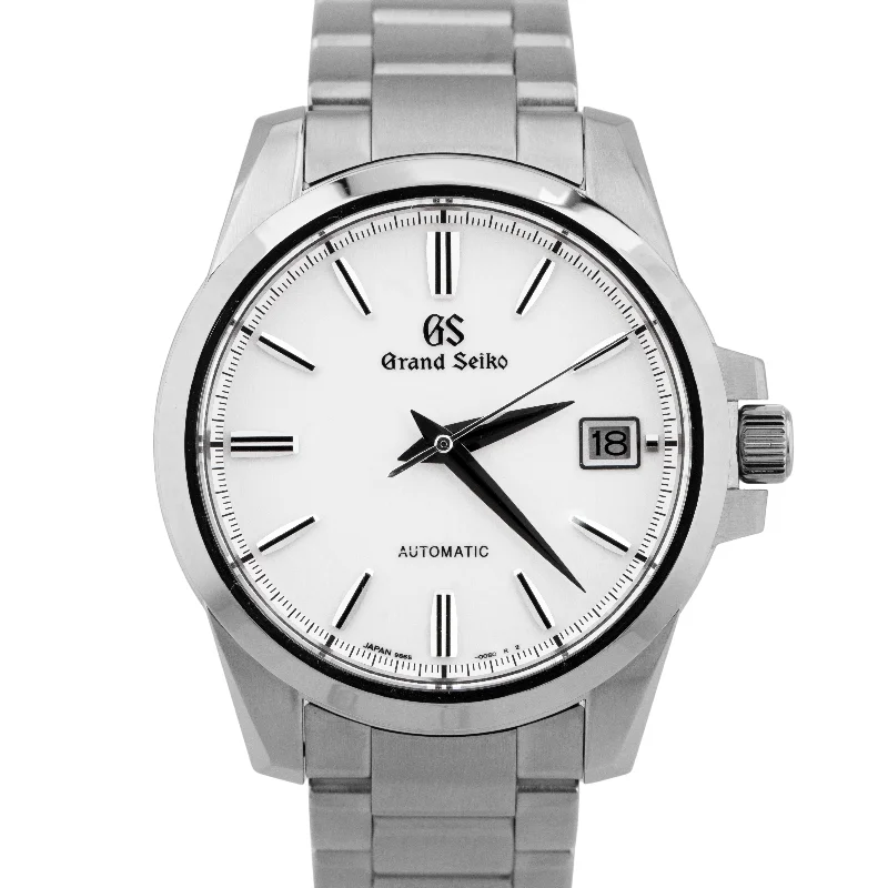 Unisex smart watches-PAPERS Grand Seiko Heritage Stainless Steel 39mm White Date Watch SBGR255G BOX