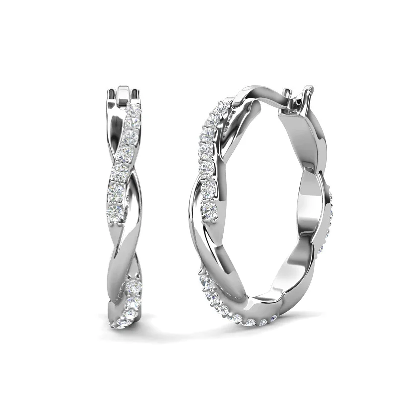 Women’s sapphire earrings-Lauren 18k White Gold Plated Crystal Hoop Earrings for Women