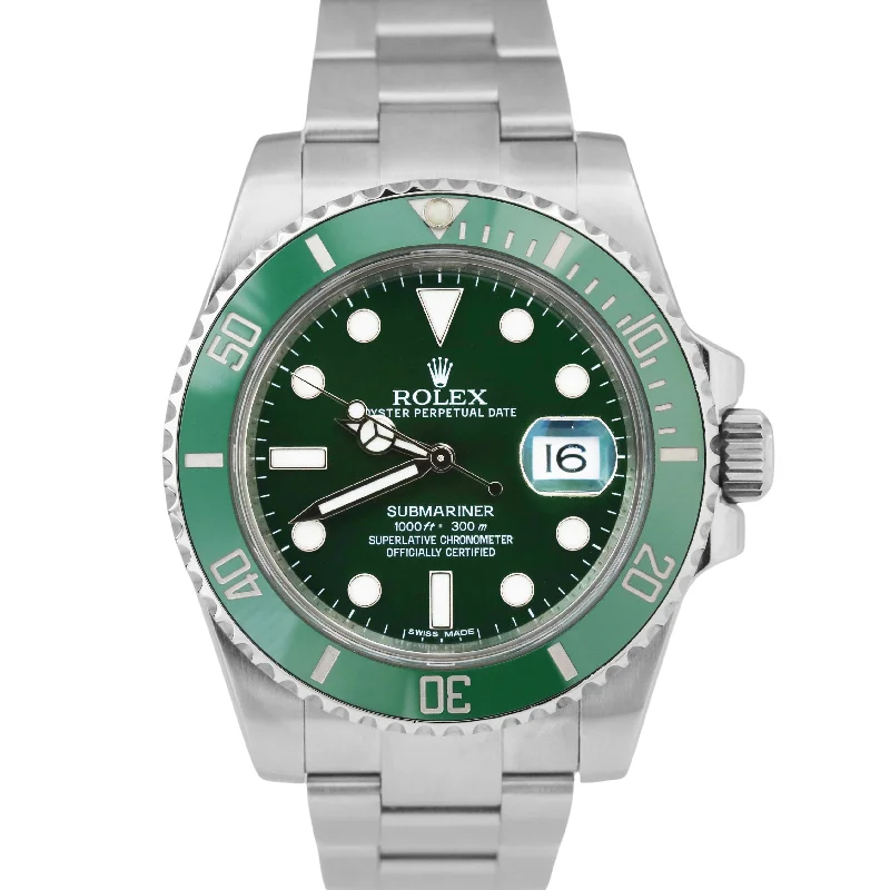 Unisex watches with interchangeable bands-MINT Rolex Submariner Date HULK Green Ceramic Stainless Steel 40mm 116610 LV