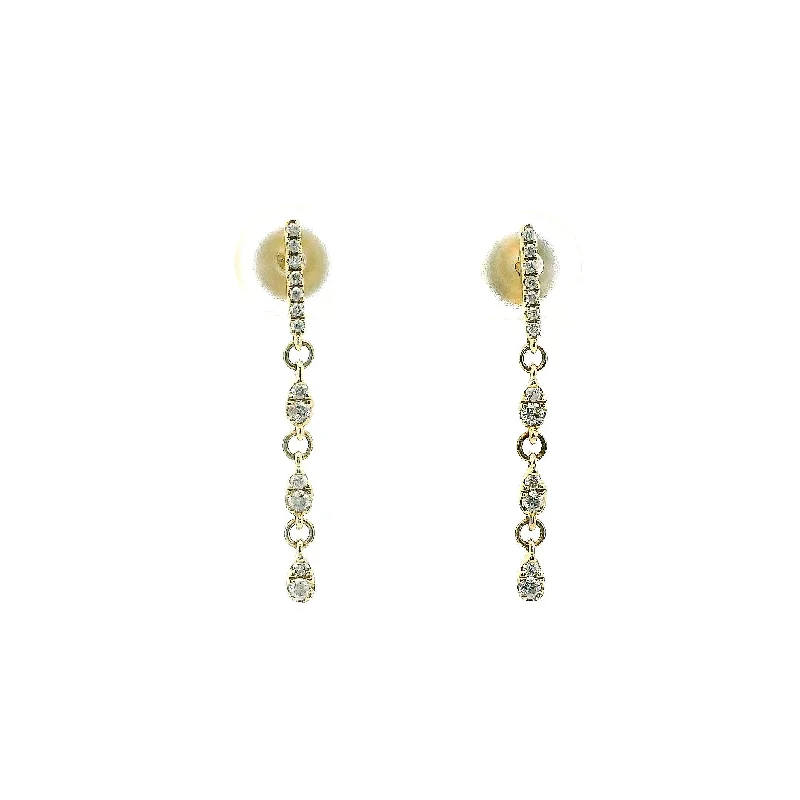 Women’s hoop and stud earrings-14K Yellow Gold 0.20cttw. Diamond Multi Link Dangle Stud Earrings