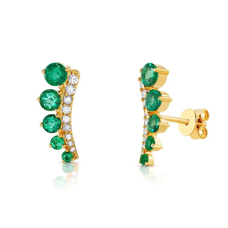 Women’s emerald engagement rings-EMERALD & DIAMOND ANGEL WING STUDS, 14kt Gold