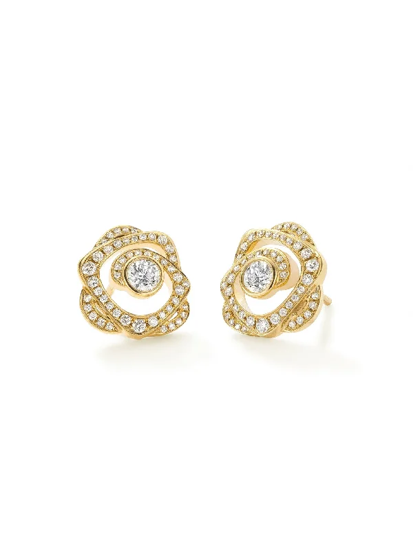 Women’s luxury diamond earrings-Maymay Rose Yellow Gold Diamond Earrings