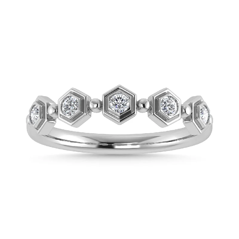 Women’s classic engagement rings-Diamond 1/8 Ct.Tw. Stack Band in 10K White Gold