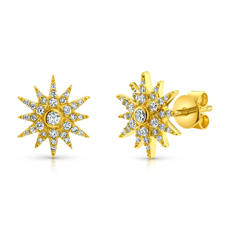 Women’s art deco engagement rings-STELLAR DIAMOND STUDS, 14kt GOLD