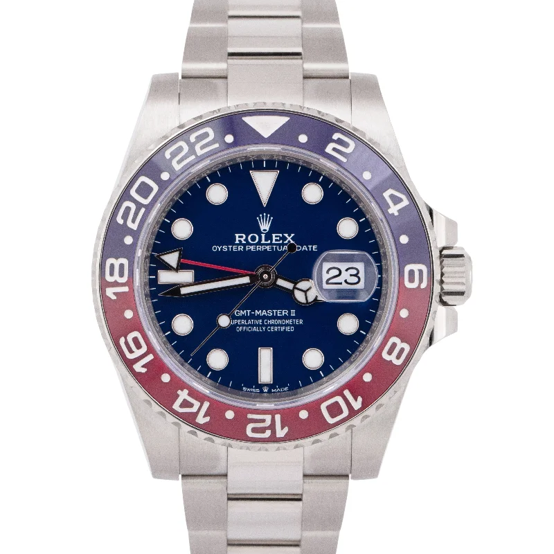 Unisex activity tracking watches-PAPERS Rolex GMT-Master II Pepsi BLUE 18K White Gold Watch 126719 BLRO BOX