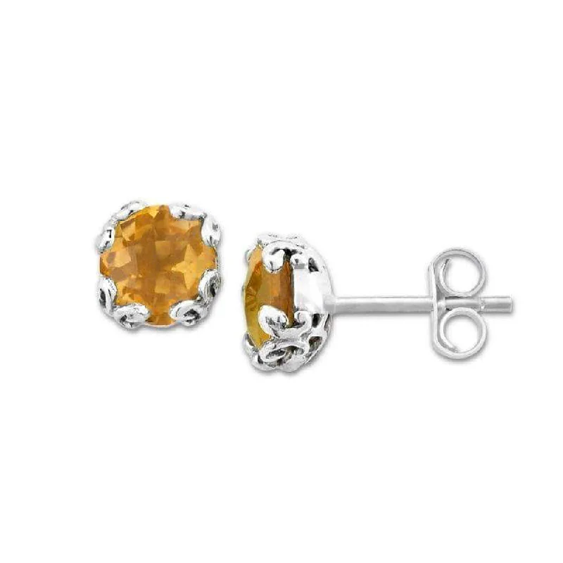 Women’s retro hoop earrings-Samuel B. Citrine Birthstone Glow Stud Earrings - November