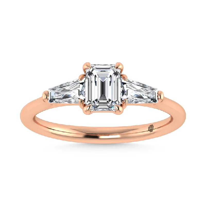 Women’s vintage-inspired engagement rings-14K Rose Gold Lab Grown Diamond 1 1/4 Ct.Tw. Three Stone Ring (Center 3/4 ct)