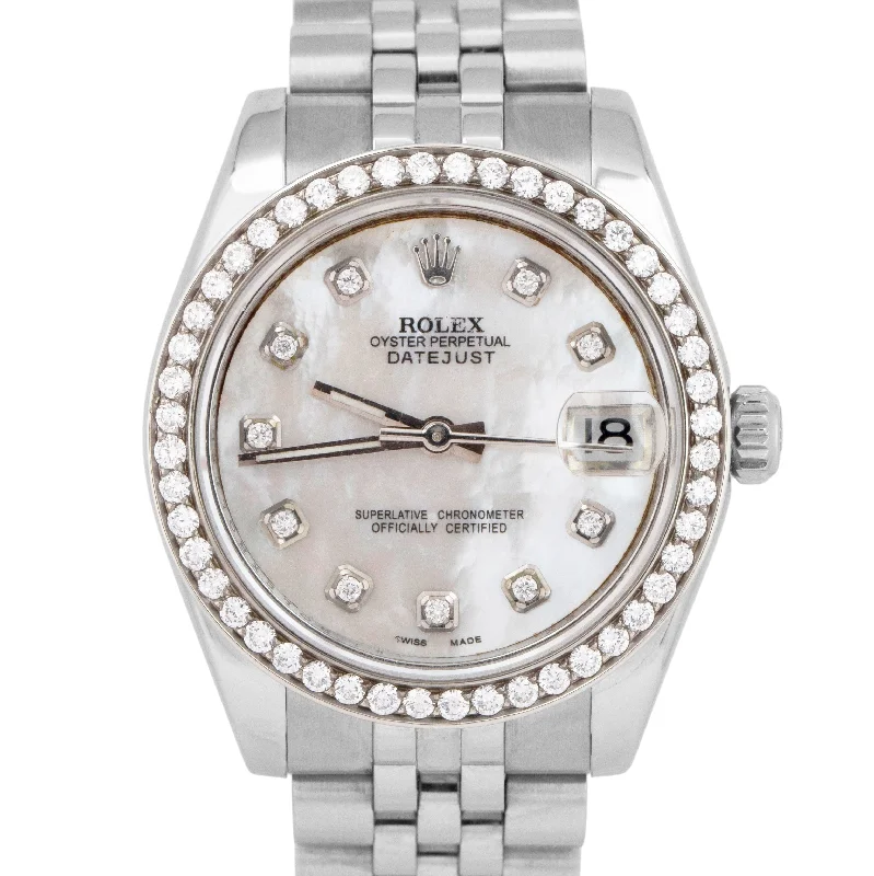 Unisex elegant digital watches-Ladies Rolex DateJust 31mm MOTHER OF PEARL DIAMOND Super Jubilee 178274 Watch