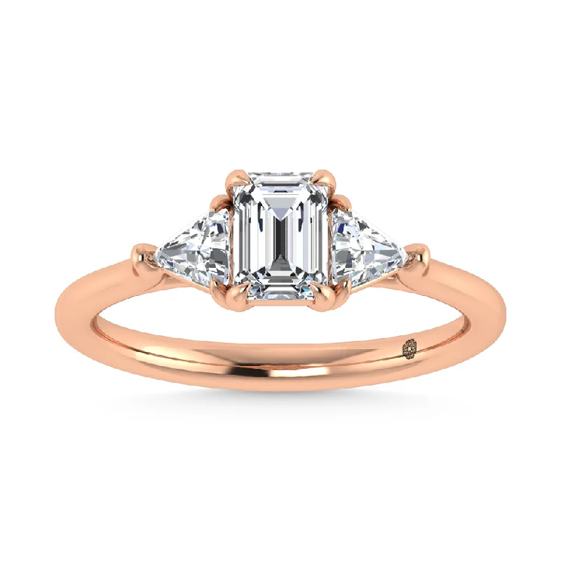 Women’s yellow gold engagement rings-14K Rose Gold Lab Grown Diamond 1 1/4 Ct.Tw. Three Stone Ring (Center 3/4 ct)